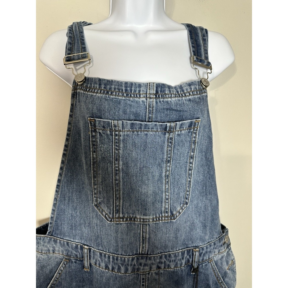Denim Distressed Crop Overalls Jumpsuit - Blue - Picture 8 of 10